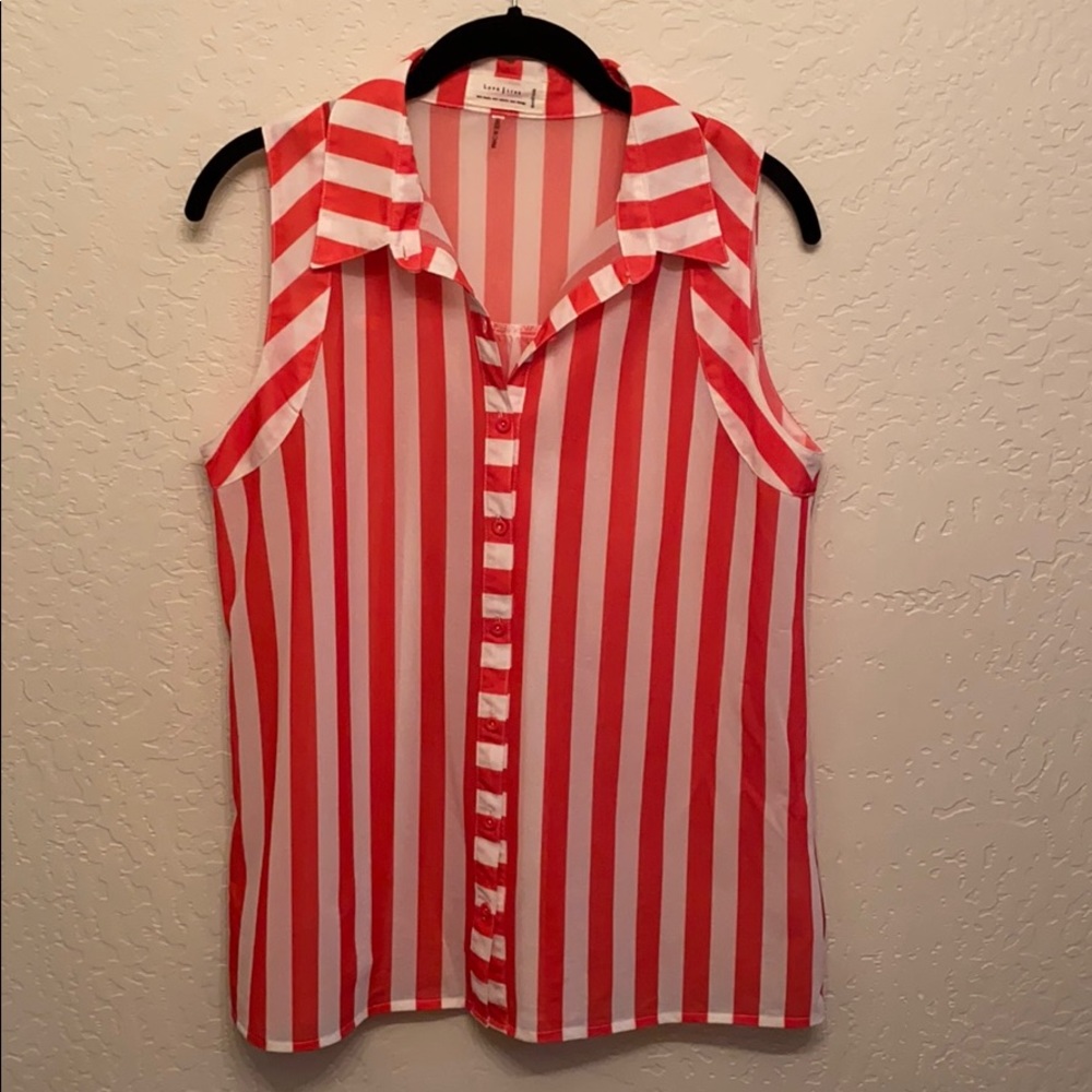 Coral striped top